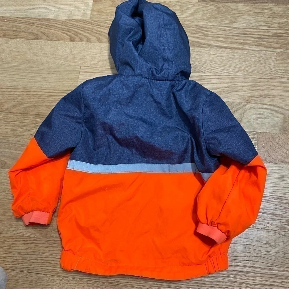 OshKosh B’gosh Light Jacket Fleece Lined 18 mos Hooded Blue Orange Full Zip Coat